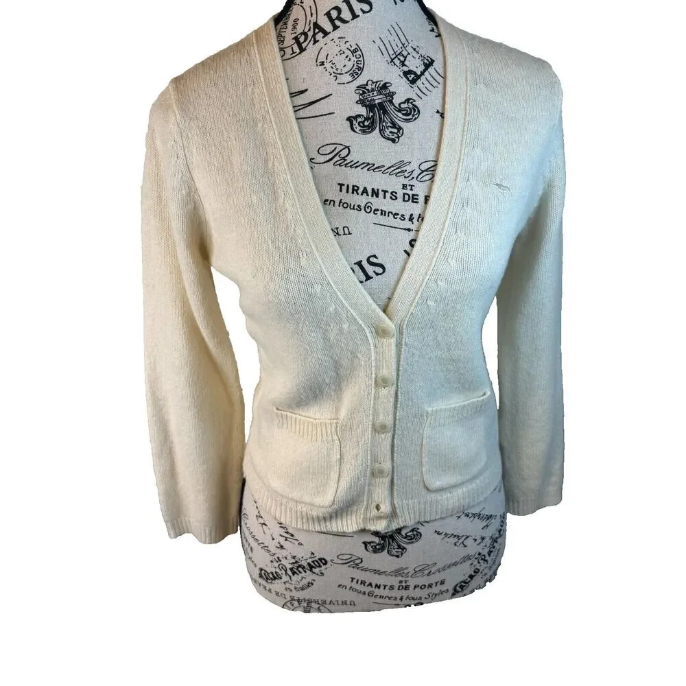 Abercrombie & Fitch Cream Cardigan Sweater